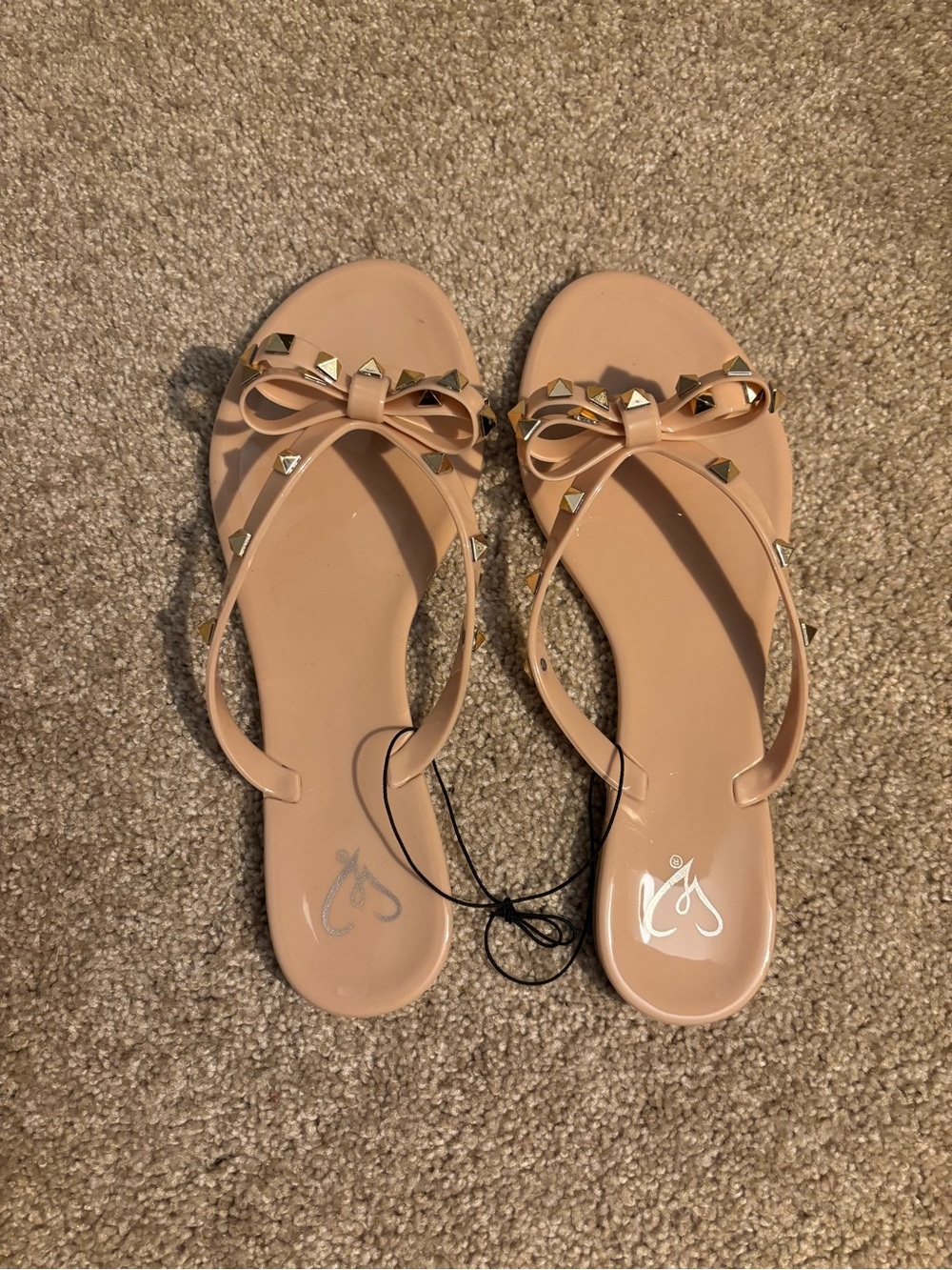 Windsor Nude Bow Sandals with Gold Studs